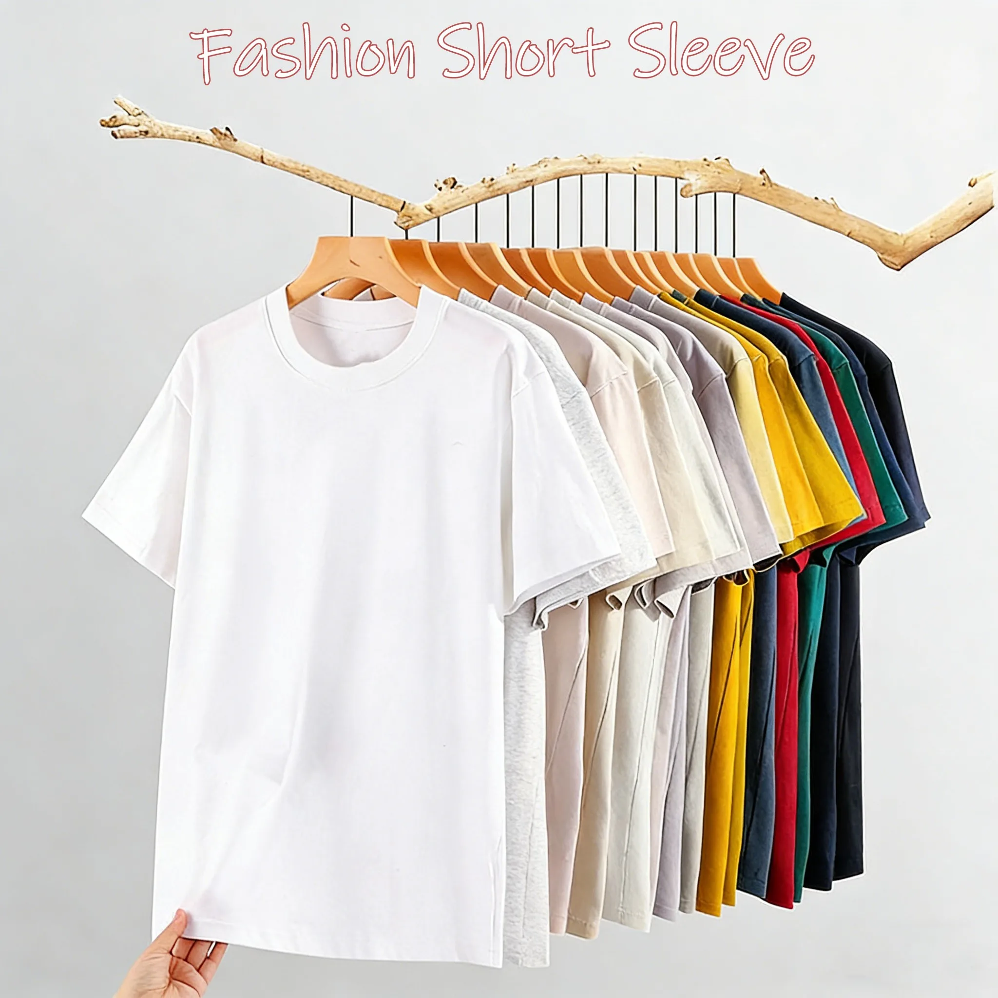 Sommer All-Match T-Shirts für Herren, Baumwolle, atmungsaktiv, für den Alltag, O-Ausschnitt, Basics, T-Shirt, Streetwear, lockere Streetwear, Mode, Sport, kurze Ärmel