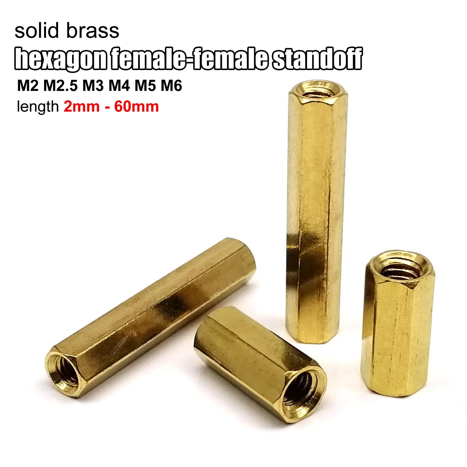 Massiver Messing-Kupfer-Abstandshalter M2 M2.5 M3 M4 M5 M6, lang, 2-80mm, Sechskant-Säule, weiblicher Abstandshalter für Leiterplatten und Motherboards – Detail 3