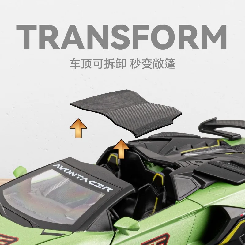 1:32 Scale Alloy Car Model For Lamborghini Aventador SVJ Diecast Sports Car With Pull Back Sound Light Collectible Gift For Fans view 4