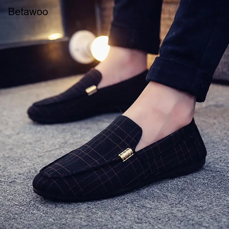 Multi-Color Textured Fabric Slip-On Loafers Men Metal Detail Non-Slip Soft Sole Daily Casual Driving Shoes