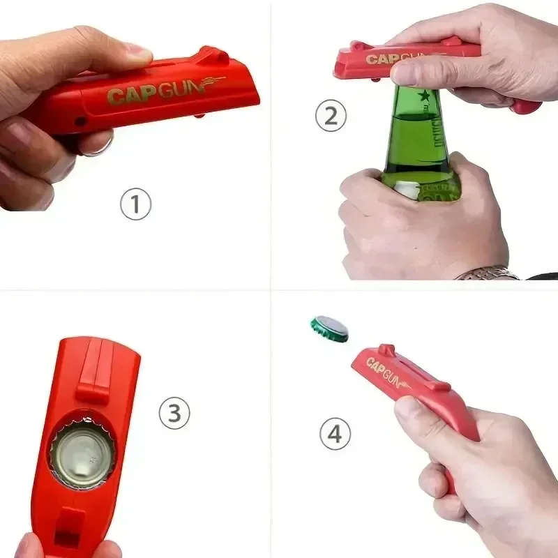 Beer Bottle Opener Bottle Flying Cap Launcher Shooter Party Drinking Game Toy Kitchen Gadget Bar Attachment