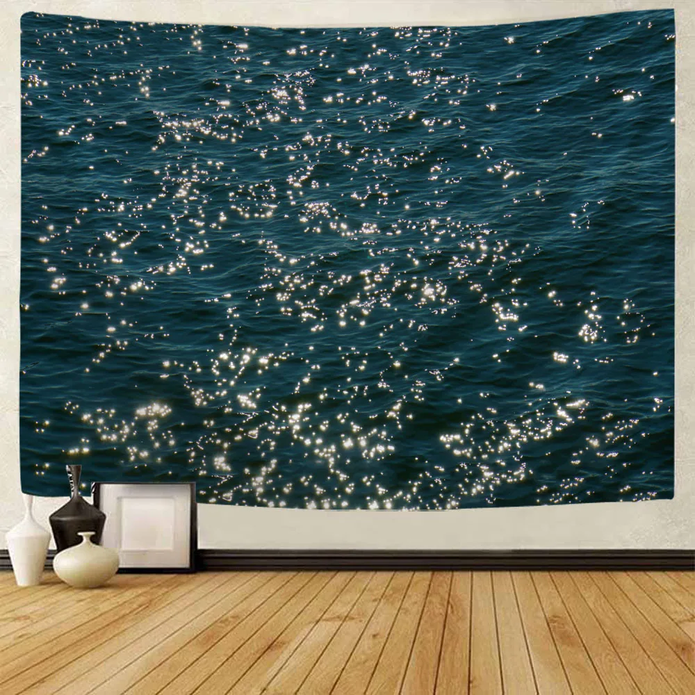 Tapestry Wall Hanging Tapestry Anime Sparkling Sea Landscape Bedroom Decor Outdoor Picnic Mat Beach Sheets