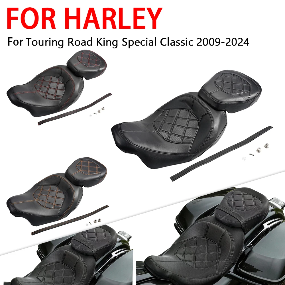 

Motorcycle Accessories Two-Up Rider Passenger Seat Cushion Fit For Harley Davidson Touring Road King Electra Glide 2009 - 2024