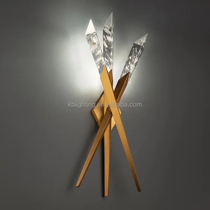 Modern American Creative Brass Wall Lamps Indoor Modern 3-Light Crystal Led Wall Sconce for Villa Bedroom