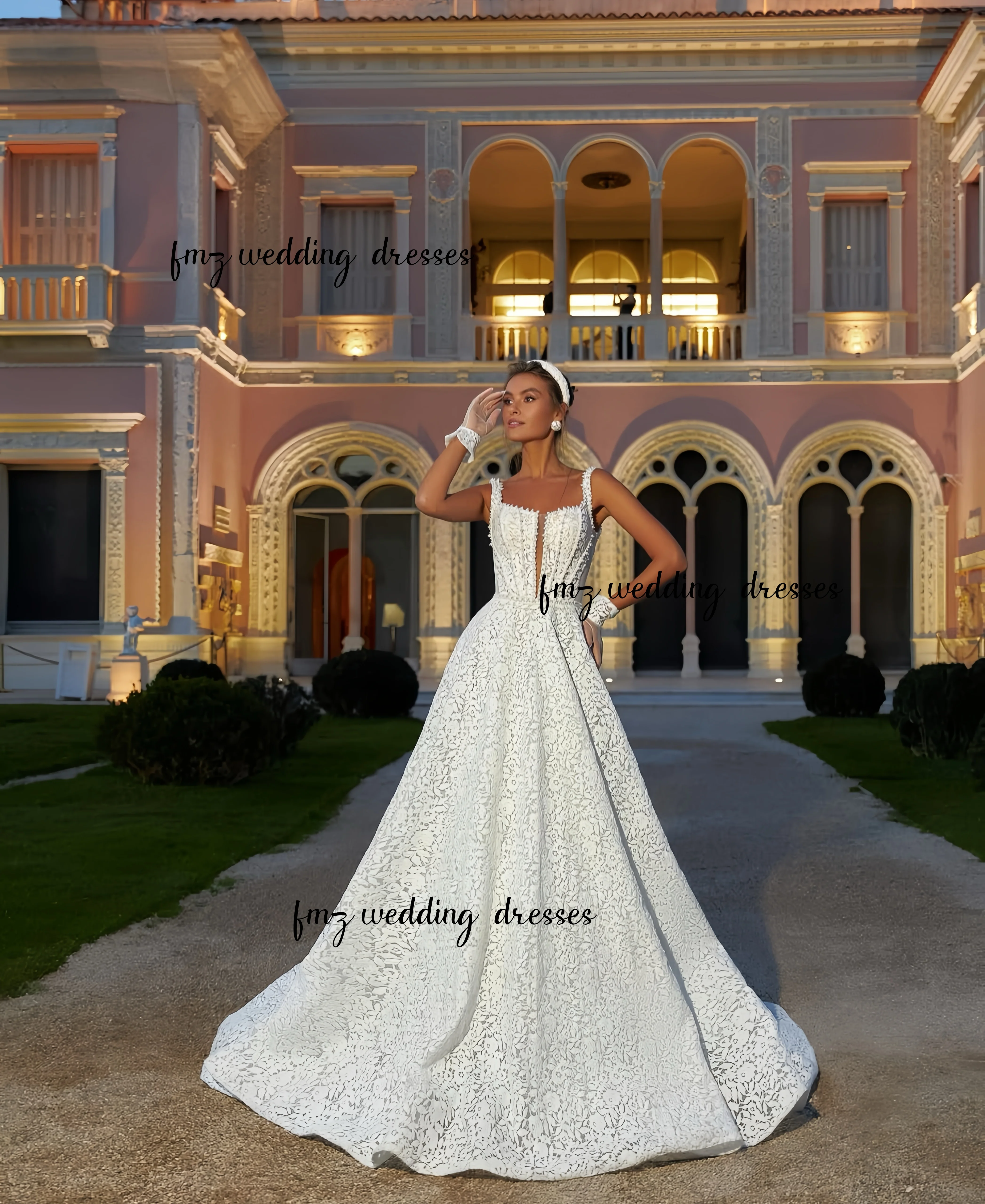 Кружевное свадебное платье с v-образным вырезом и тонкими бретелями на заказ Estidos de novia amanda novias amanda novias официальное