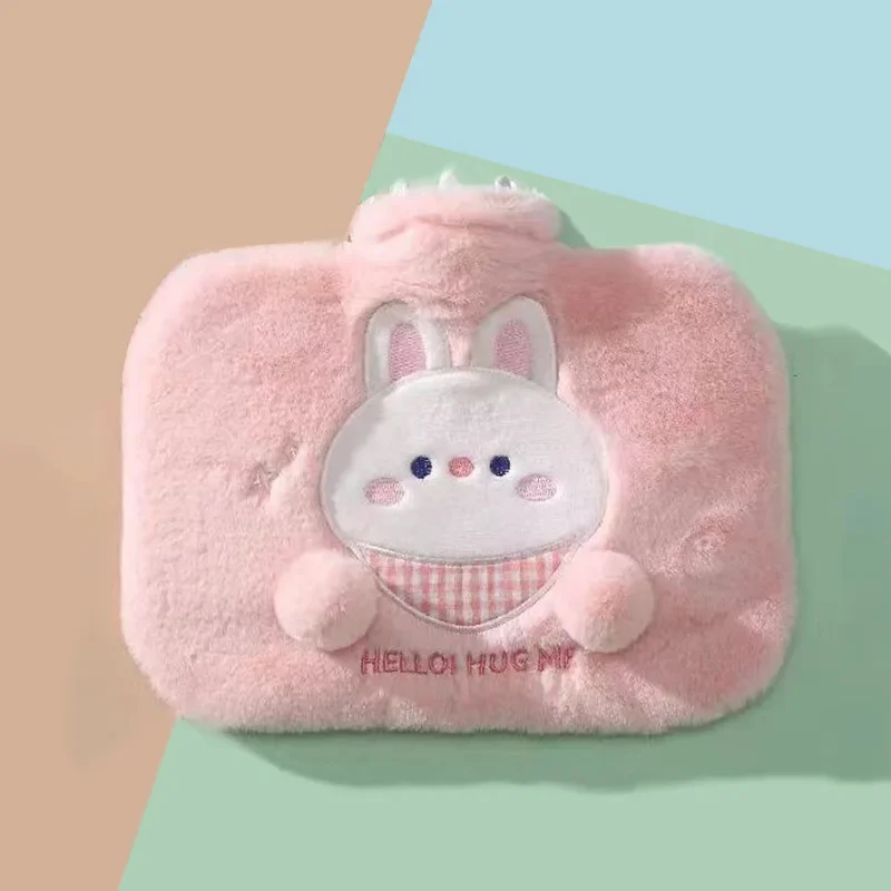 ماء ساخن على شكل حيوان لطيف، مصنوع من سميك، مملوء بالماء لتدفئة بطن الفتاة من القطيفة لتدفئة اليد