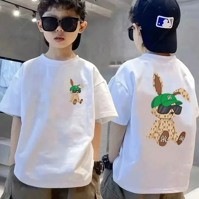 Rabbit T Shirt Anime Luxury Brand T-shirt Kids Boys Clothes Children Clothing Baby Short Sleeve Tee Tops 3-14Year Teenager Tops