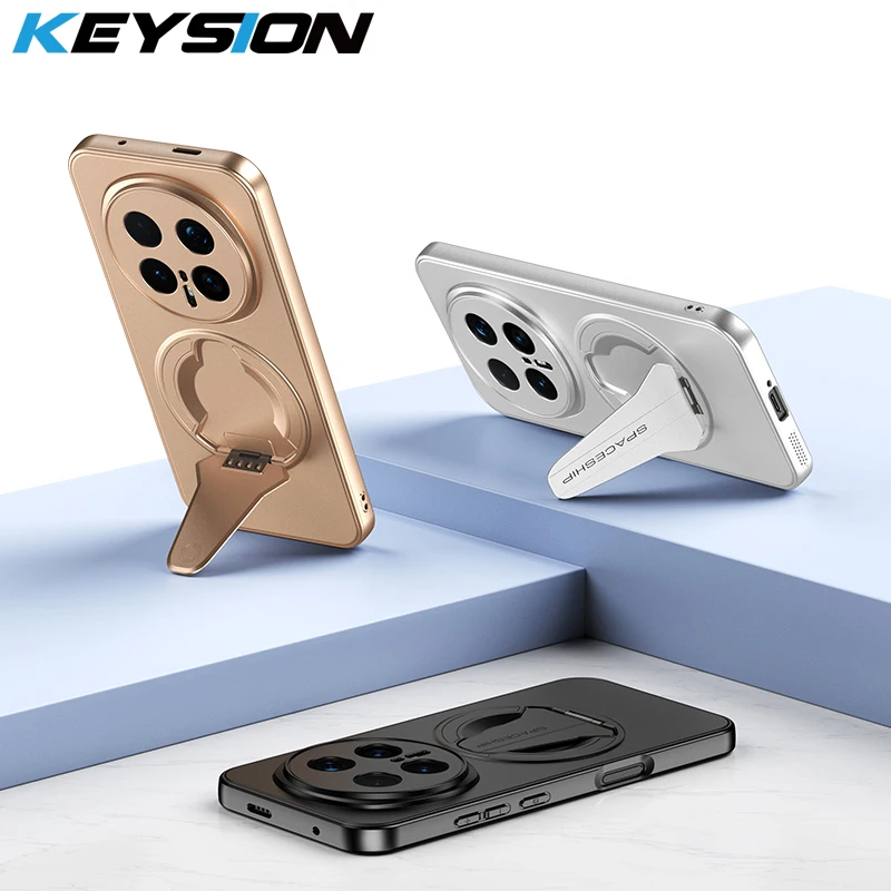 KEYSION Magnetische Handyhülle für HONOR Magic 8 Pro, Metallfarbe, Silikon + PC, aufrechter Ständer, stoßfeste Abdeckung für Magic8 Pro 5G