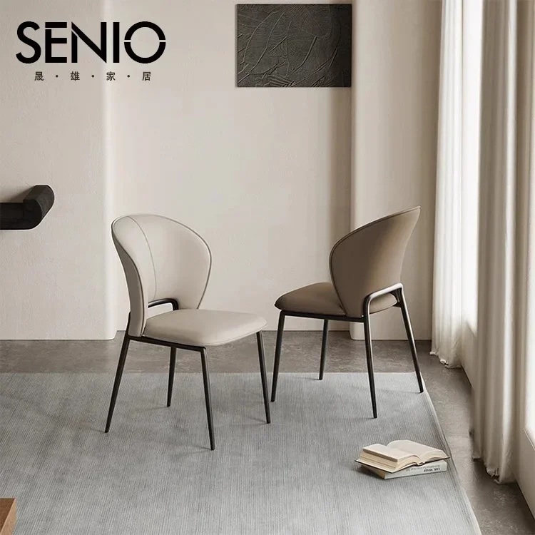 

Home Furniture Backrest Dining Chair Home Italian Minimalist High-end Hotel Negotiation Restaurant Simple Dining Table Leather S