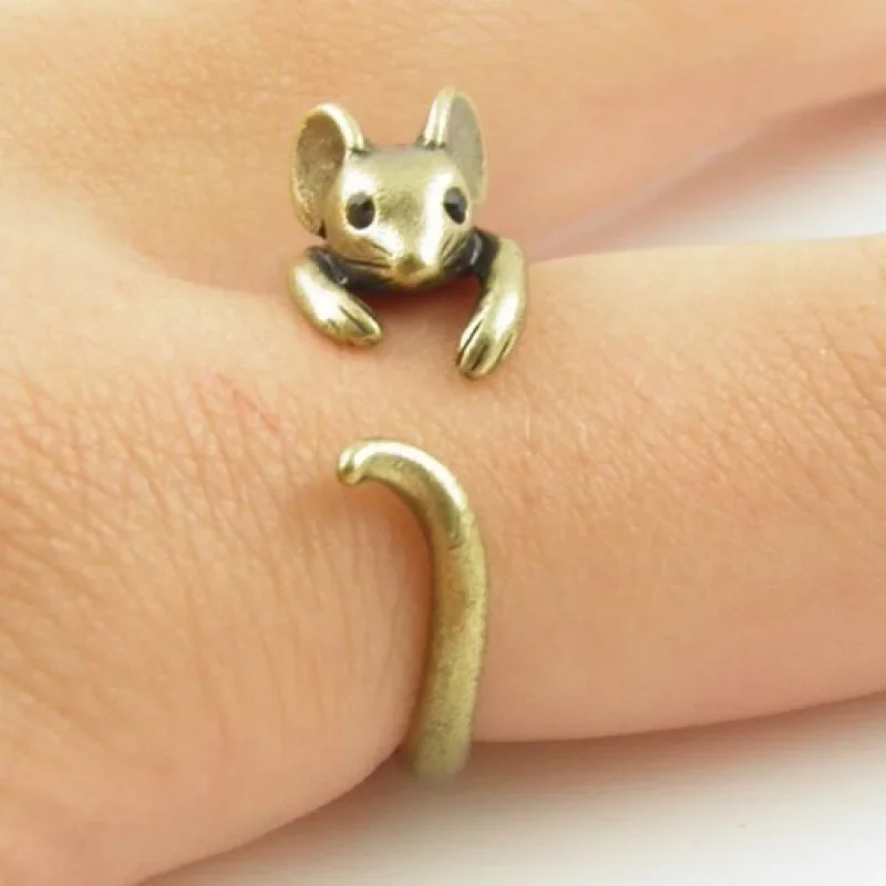 Exquisite New High-Quality Material Retro Mouse Elephant Cartoon Animal Adjustable Ring For Men And Women Cute Creative Jewelry