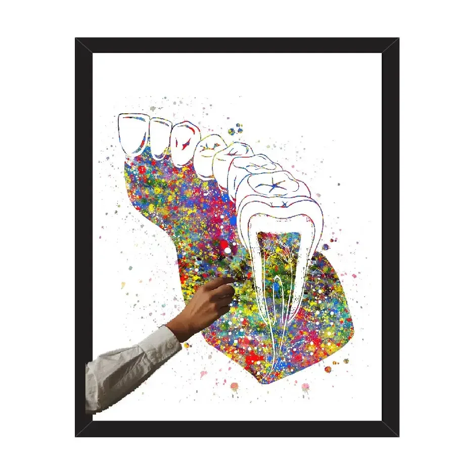 Human Anatomy Poster Prints Wall Art Watercolor Canvas Painting Medical Molar Tooth Section Dental Pictures Doctor Clinic Decor