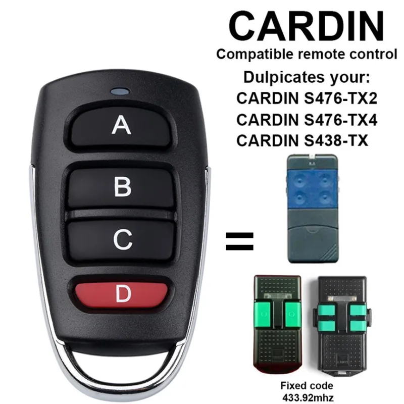 cardin porta da garagem de controle remoto s476 tx2 tx4 433mhz 43392 mhz clone cardin codigo fixo abridor portao duplicador 01