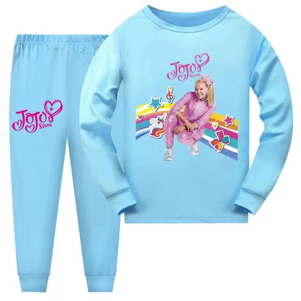 New JOJO SIWA Kids Sleepwear Clothes Girls Boys T-Shirt + Pants 2pcs Set Sports Suit Casual Autumn Comfortable Outfits Pyjamas