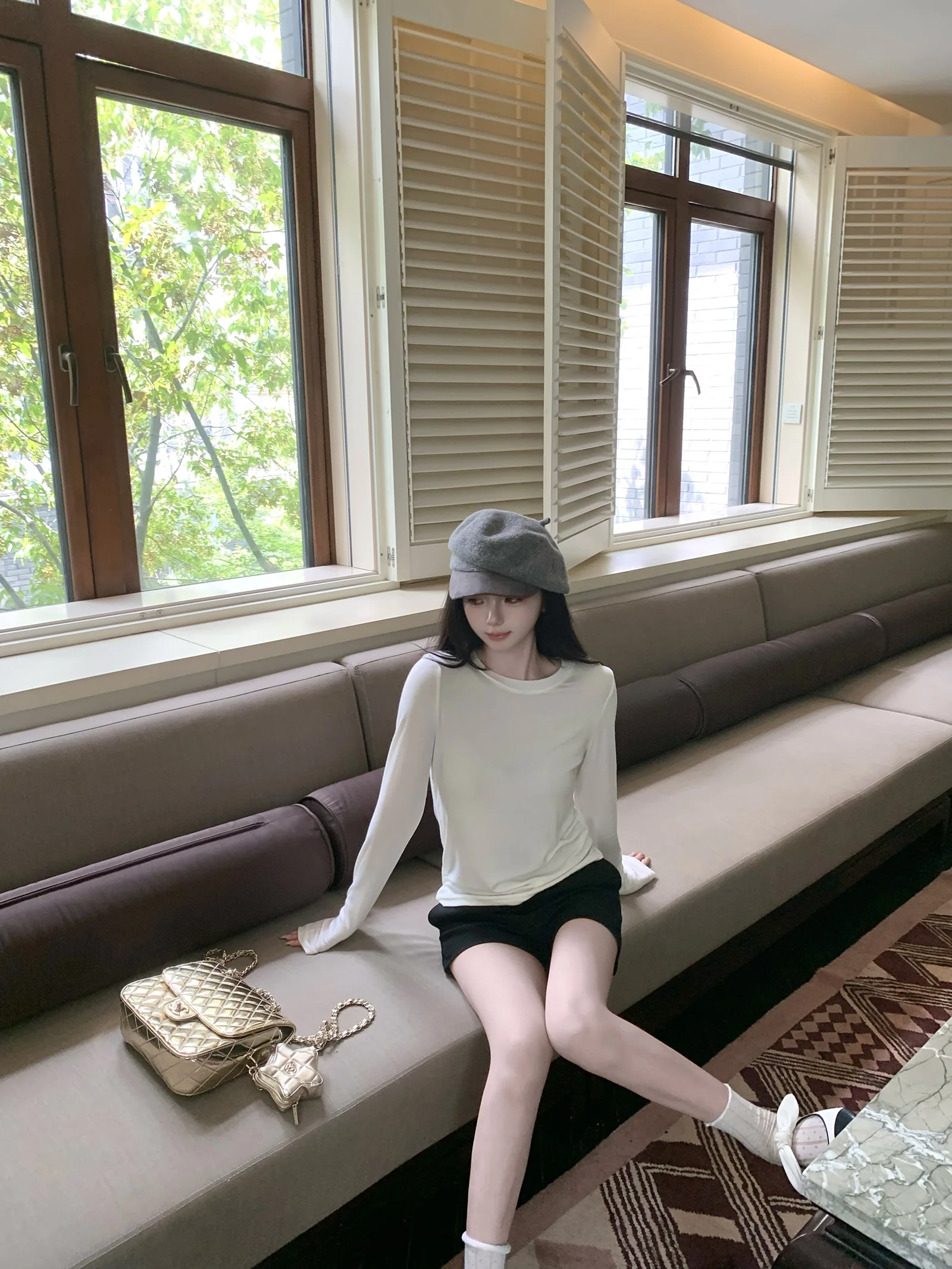 

Вязаная женская футболка из смесовой шерсти с эффектом похудения, с длинным рукавом и круглым вырезом, базовая, повседневная, осенне-зимняя