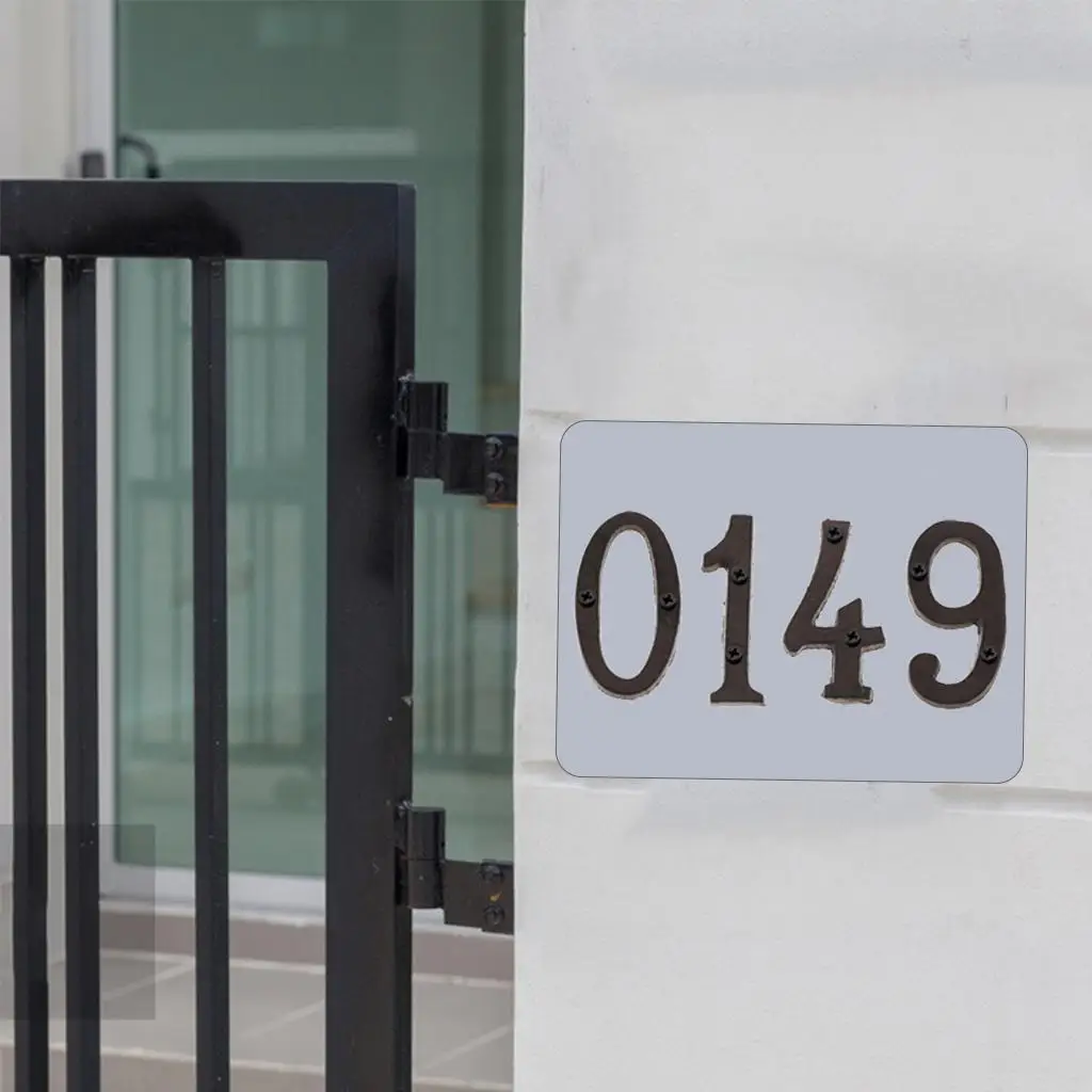 Hand Crafted Wrought Iron Number Sign Plate Engraved Address Digits Sticker for Outdoor Door Decor