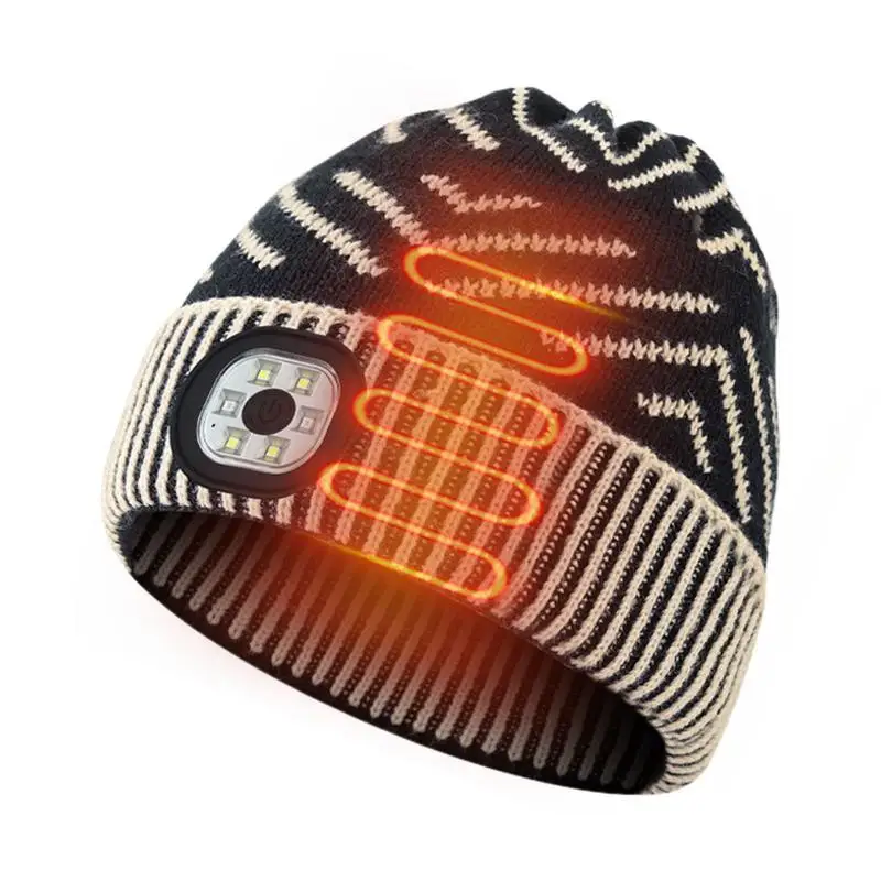 Beanie With Light Knitted LED Hat Flashlight Night Light 3 Mode Bright Lighted Beanie Flashlight Stocking Stuffers For Men