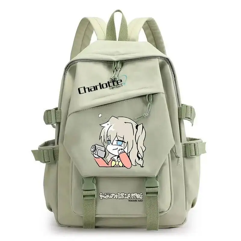 

Anime Game Black White Green Blue Pink Charlotte Student Teens School Bags Backpacks