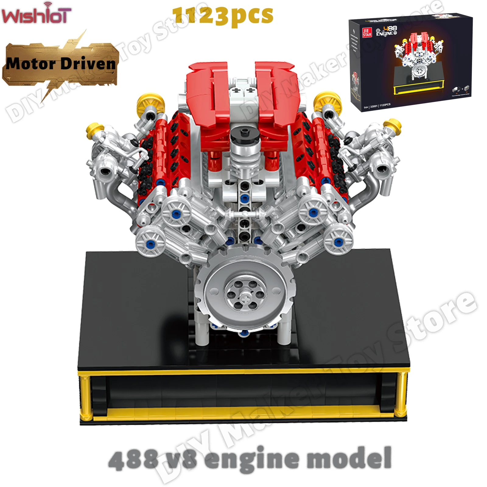 

1123 шт. 488 V8 строительные блоки двигателя, имитация спортивного автомобиля, модель двигателя с силовым двигателем, детский кирпич в сборе, игрушка, подарок на день рождения