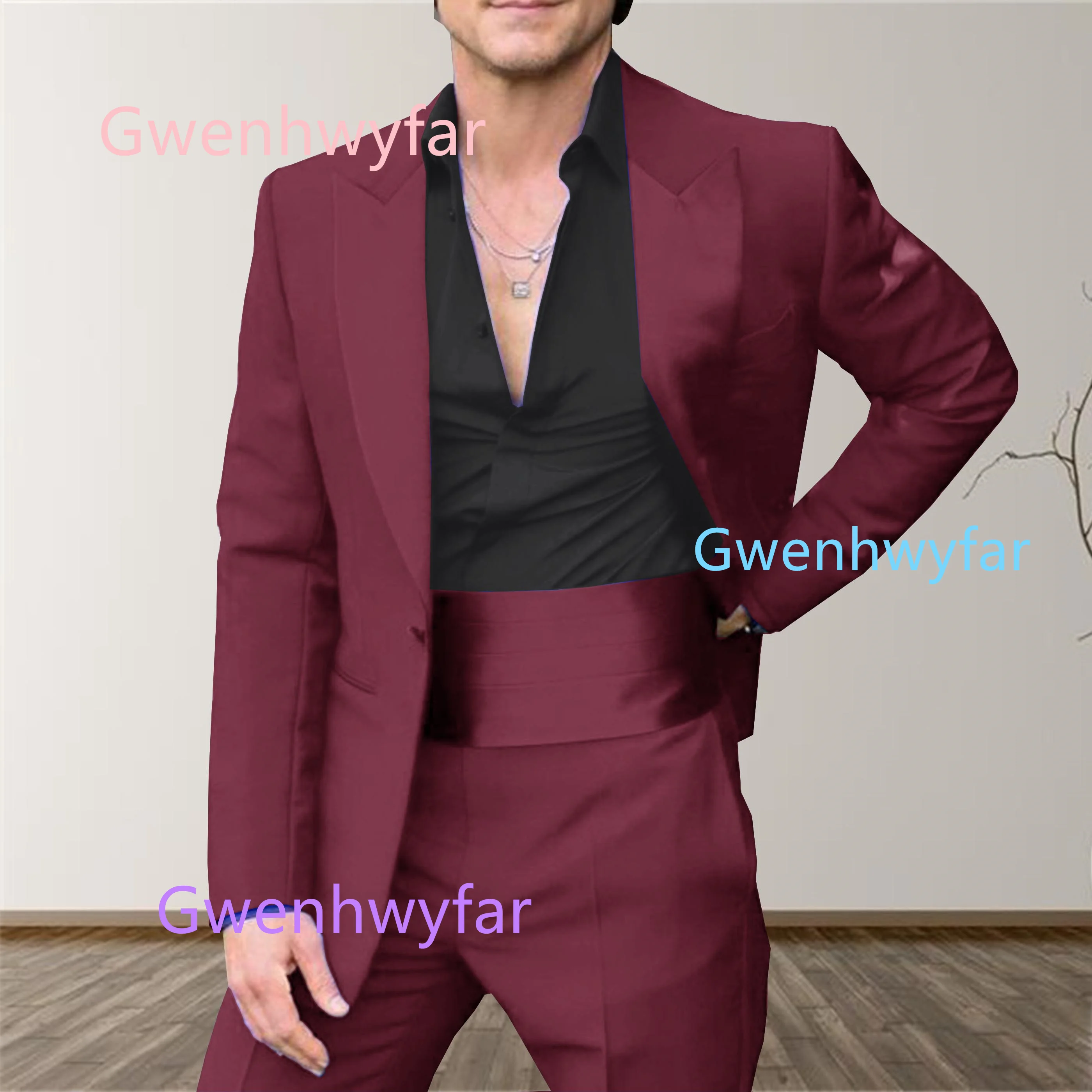 

G&N мужское новое танцевальное платье винно-красного цвета, костюм-смокинги, включая куртку, брюки и пояс, 2026 новые мужские свадебные костюмы из 3 предметов