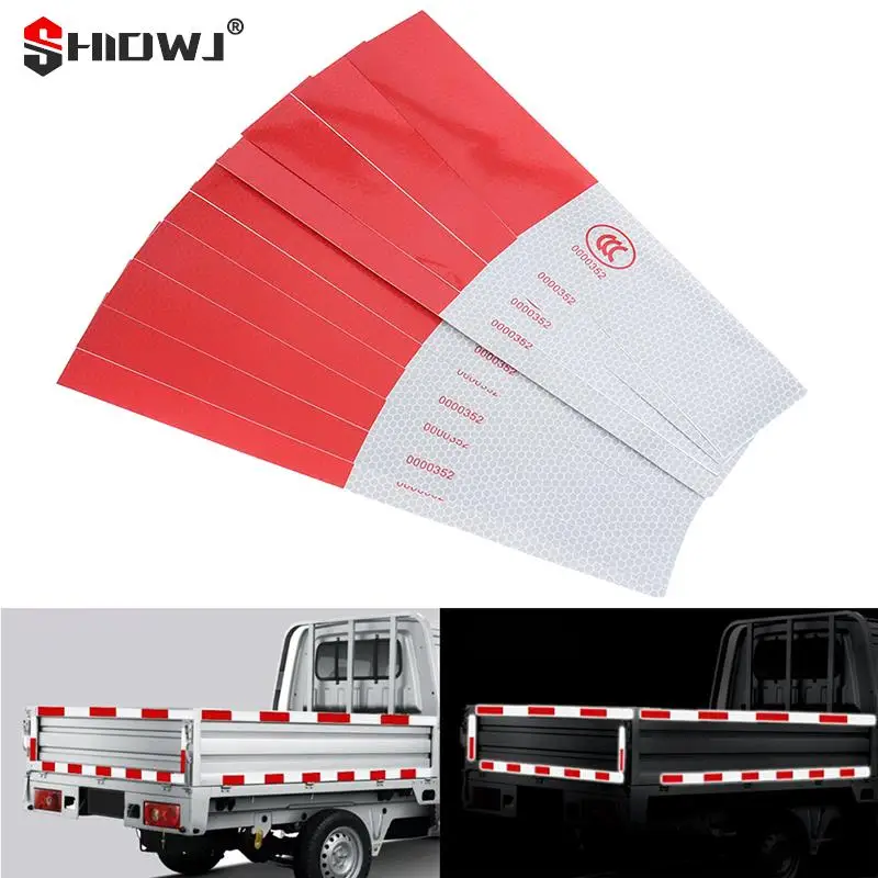 10Pcs 30*4.5cm Car Truck Reflective Safety Tape Waterproof Night Warning Light Trailer Reflector Sticker