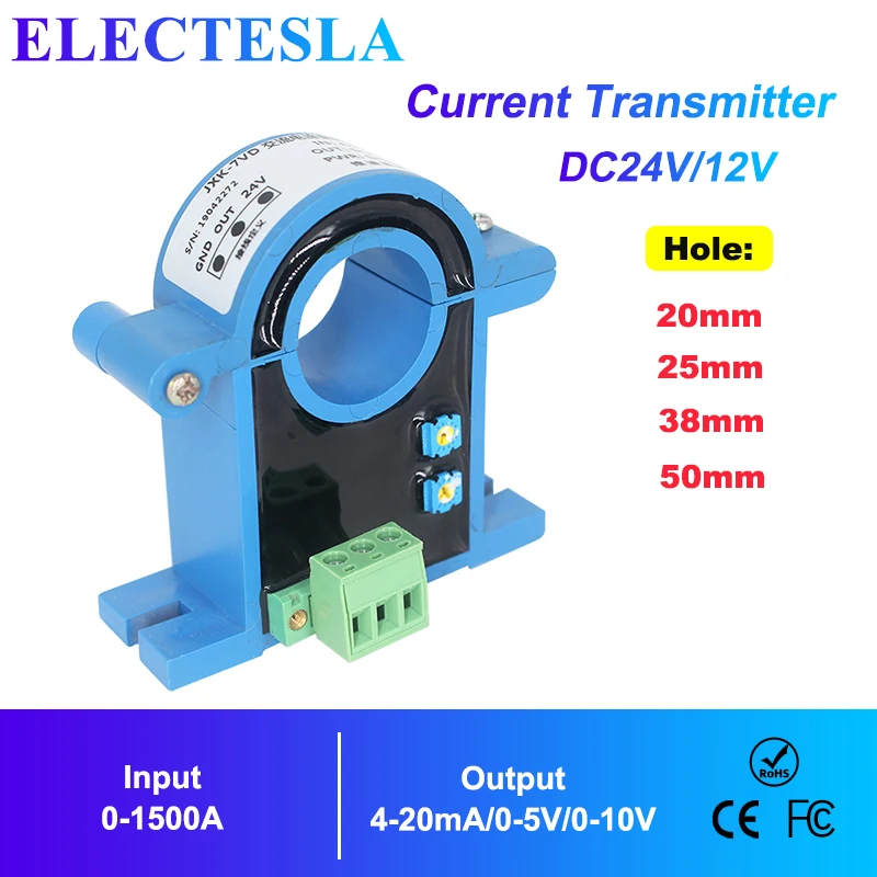 AC Hall Current Transmitter 10A 50A 100A 220A Sensor Open Loop Hall Current Transducer Output 4-20ma RS485 Signal Monitor Sensor