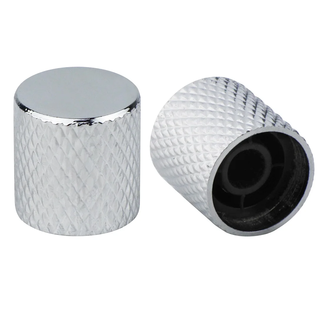 FLEOR 4pcs Metal Guitar Bass Knobs Control Knobs Chrome Flat Top