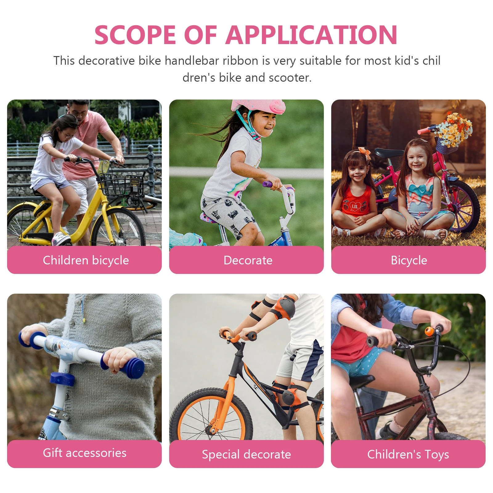 

1 Pair Creative Bike Handlebar Streamers For Kids Scooter Decorative Ribbons Tassel Colored Streamers Lightweight Scooter