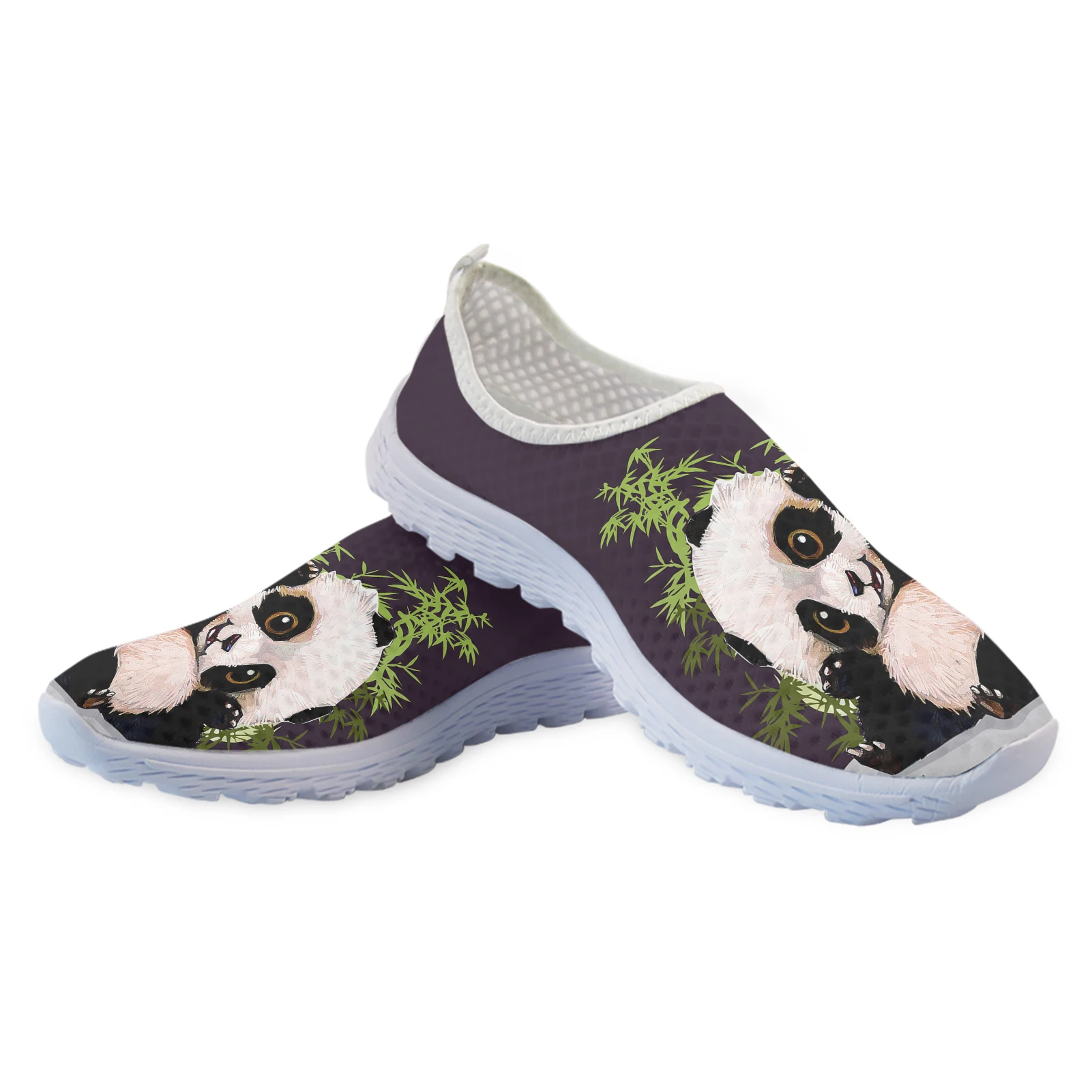 INSTANTARTS Cute Panda Bamboo 3D Printing Women\'s Shoes Comfortable And Breathable Summer Shoes Mesh Sneakers Slip On Shoes