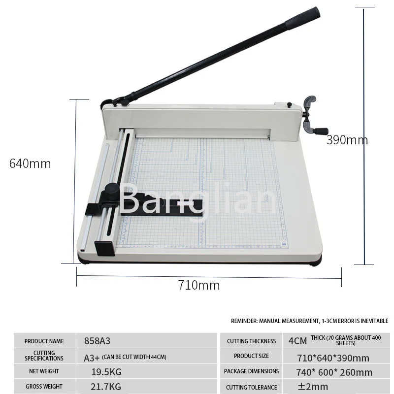 

Paper Cutting Knife for Photo Album Book, Trimming Machine, Office Special Paper Cutting Tool, 858 Type, A3