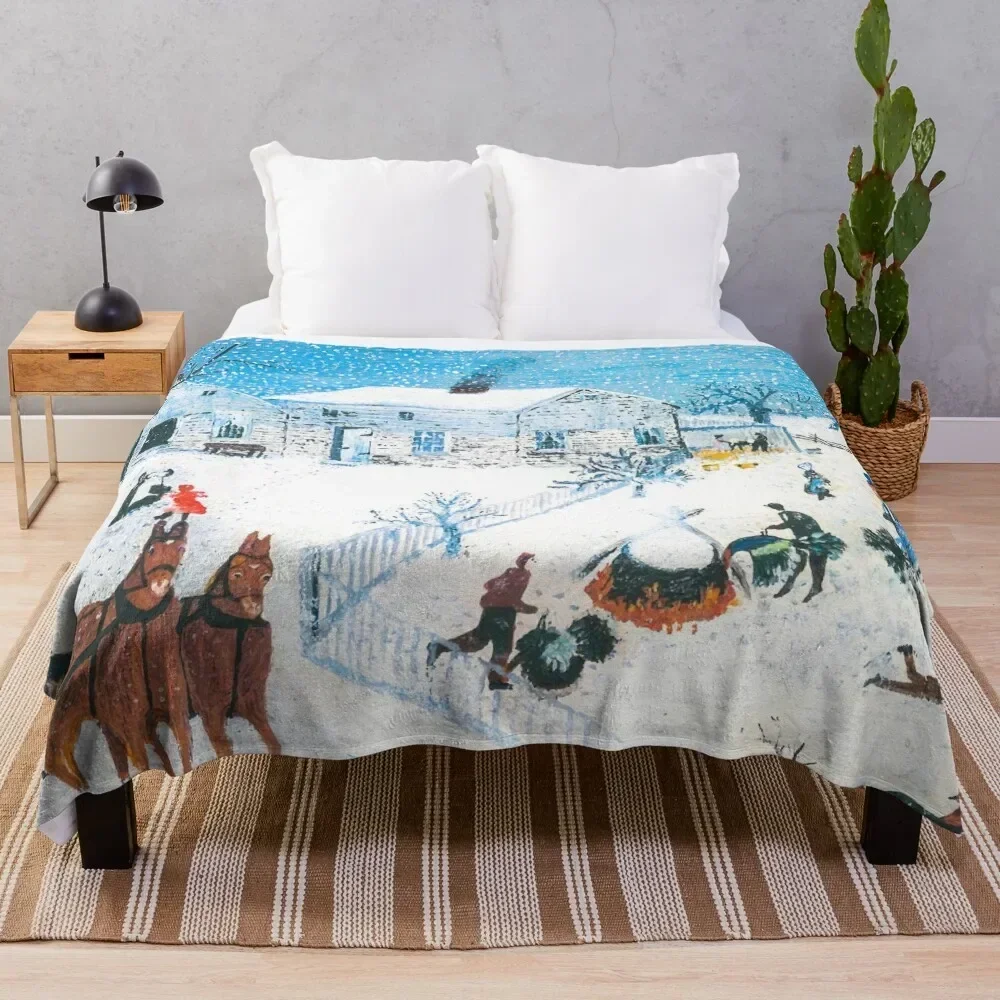 

grandma moses art painting Throw Blanket manga Bed linens Luxury St Decorative Sofas Blankets