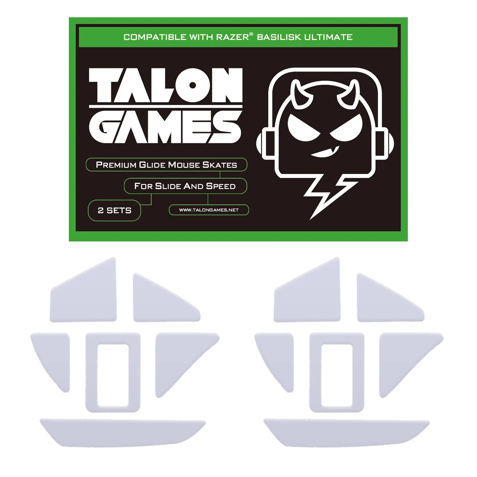 2 Sets TALONGAMES Mausfüße Hellgrau Maßgeschneiderte Mausschlittschuhe mit gebogenem Rand für Razer Basilisk Ultimate Mausfüße Ersatz