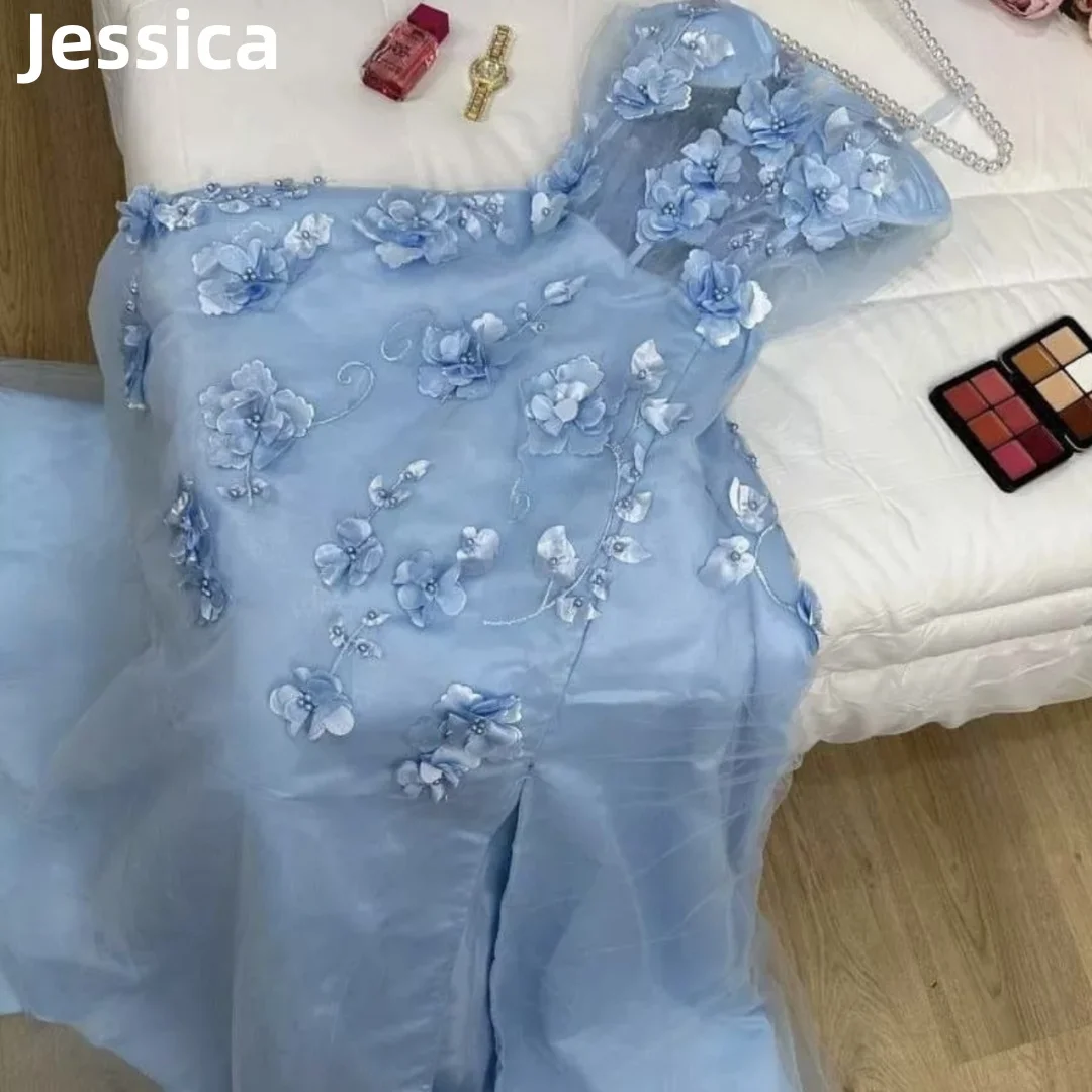 

Jessica 3D DecalsProm Dresses Tulle Blue Evening Dress A-line Fairy Princess Formal Occasions Party Dress 2024 فساتين السهرة