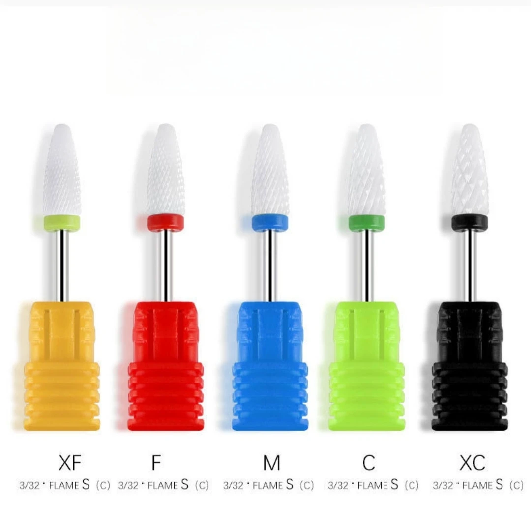 5pcs 3/32 ''Schacht Keramische Nagelboren Maïs Vorm Slijpkop Onderdelen Manicure Polijsten Verwijderen Cuticula Elektrisch slijpen