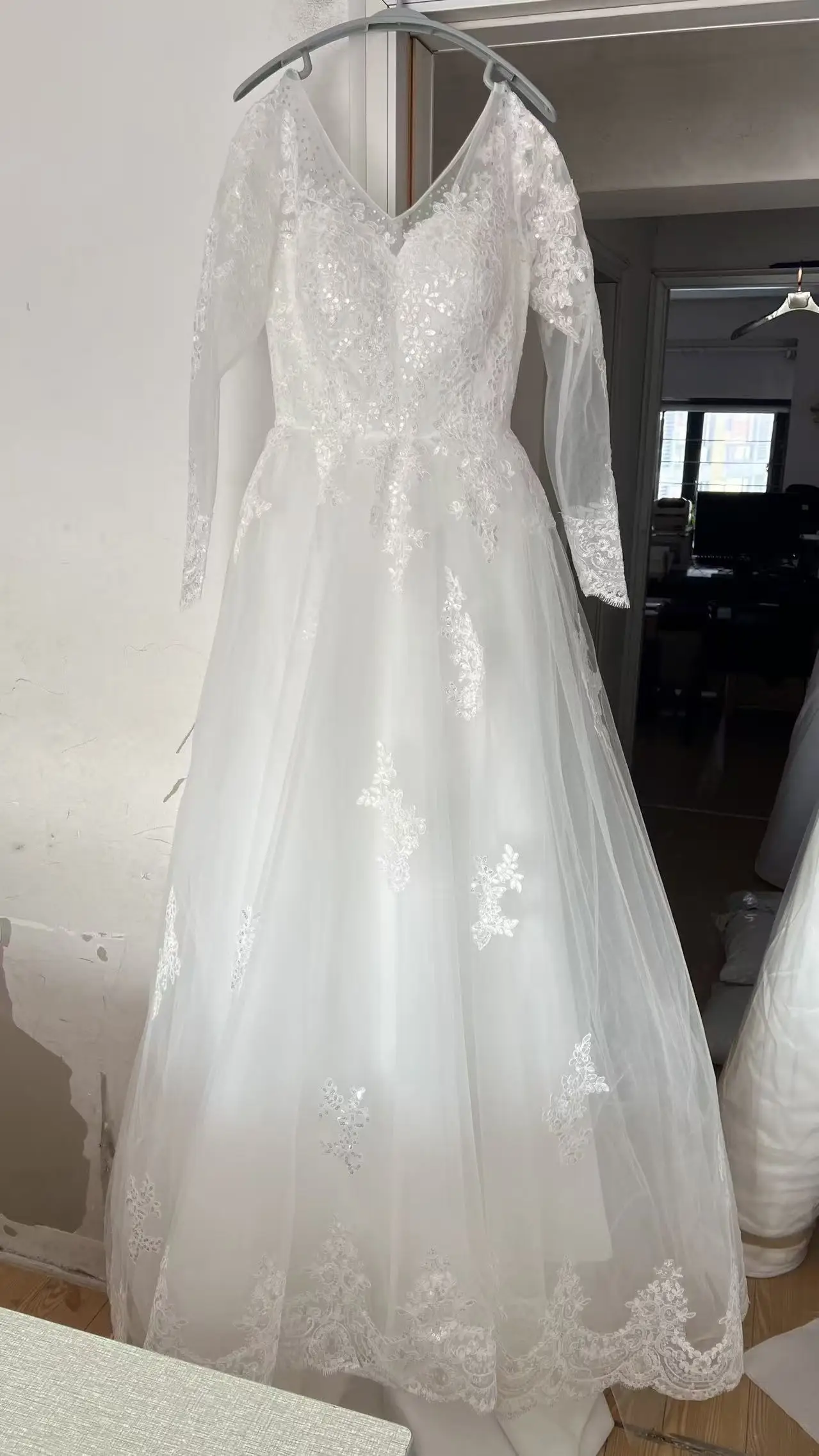 Customized Vestido De Wedding Dress Plus Size Illusion Long Sleeve Pearls  Beaded Appliques White Bridal Gowns vestido de noiva - AliExpress 320