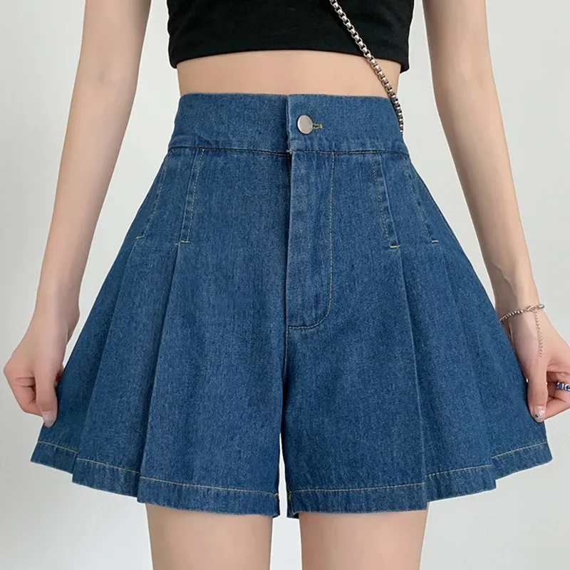 High Waist Casual Denim Shorts Women New Arrival 2024 Summer Korean Style Solid Color Basics Female Short Jeans W1712