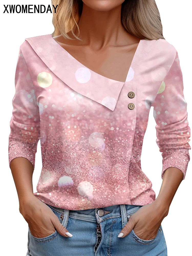 T Shirt For Women Fashion Long Sleeve Top White Floral Print Shirts And Blouses 3D Print Clothes For Womens 2023 y2k tops