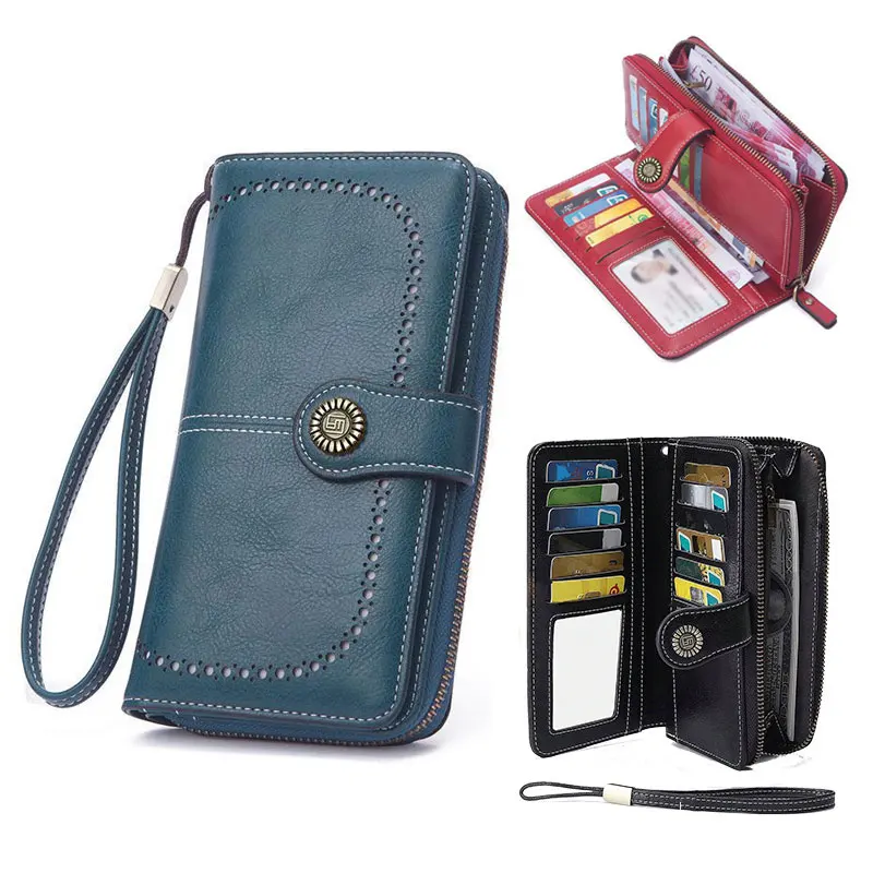 

Fashion Women Wallet High Quality RFID Anti-theft Card Holder Multi-function Coin Purse Zipper Bag Women's Long Wallets