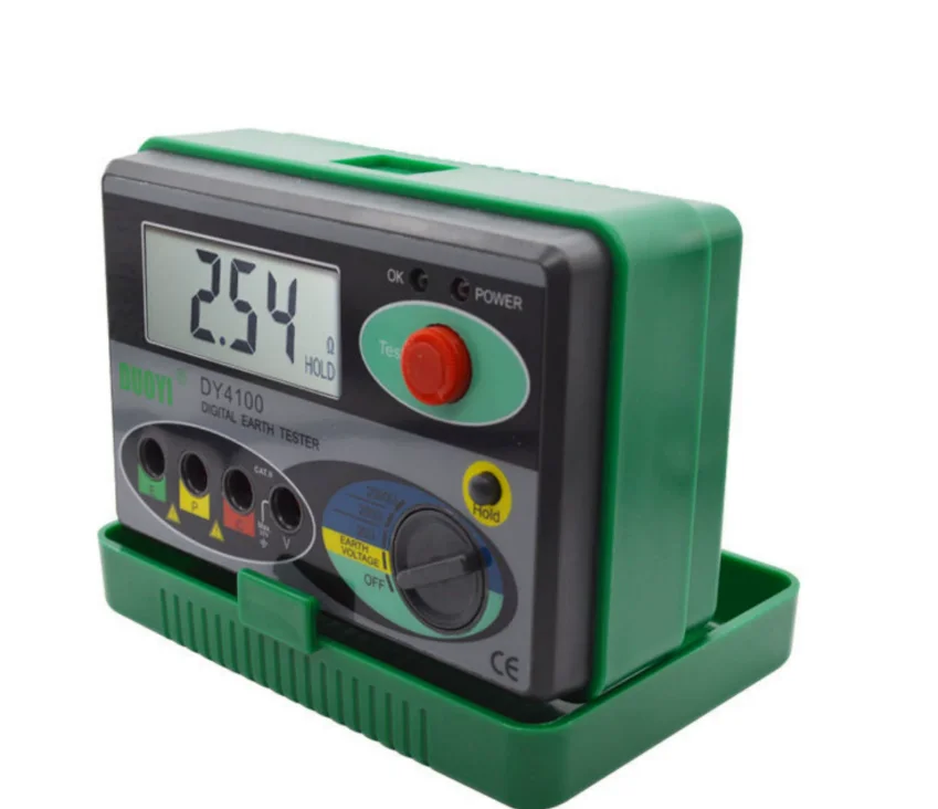 DY4100 Digital Ground Resistance Tester Earth Megger 0-2000 Ohm for Solar PV Lightning Protection Charging Station