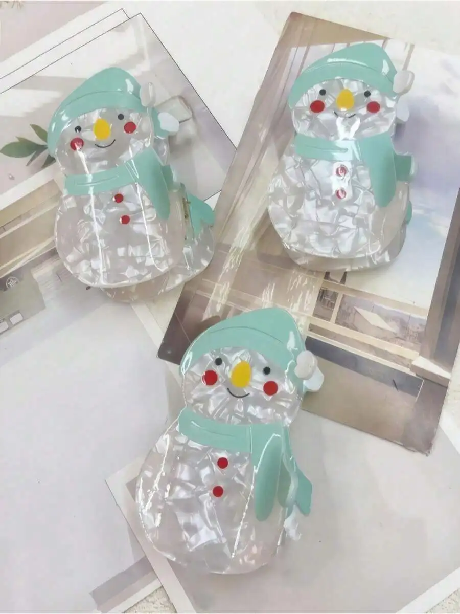 

Cute Christmas Snowman Hair Clip For Women Festive Cartoon Claw Clip Winter Accessory