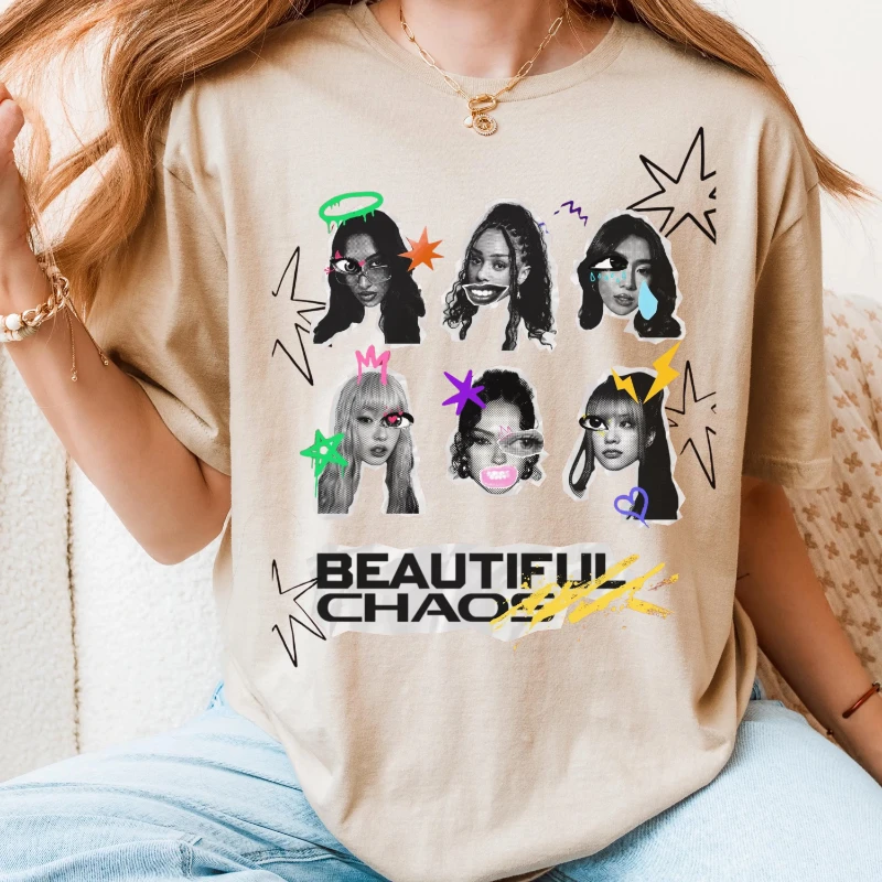 Camiseta Katseye, camisa de algodón puro estilo callejero, camisetas estampadas para hombres y mujeres, camisetas casuales de calle