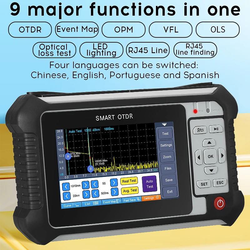 Imagem -02 - Otdr-equipamento Óptico Multifuncional Equipamento de Teste de Fibra Ativa com Built-in Ofm Ols Vfl Led Aua 565 501 513 516 562u a