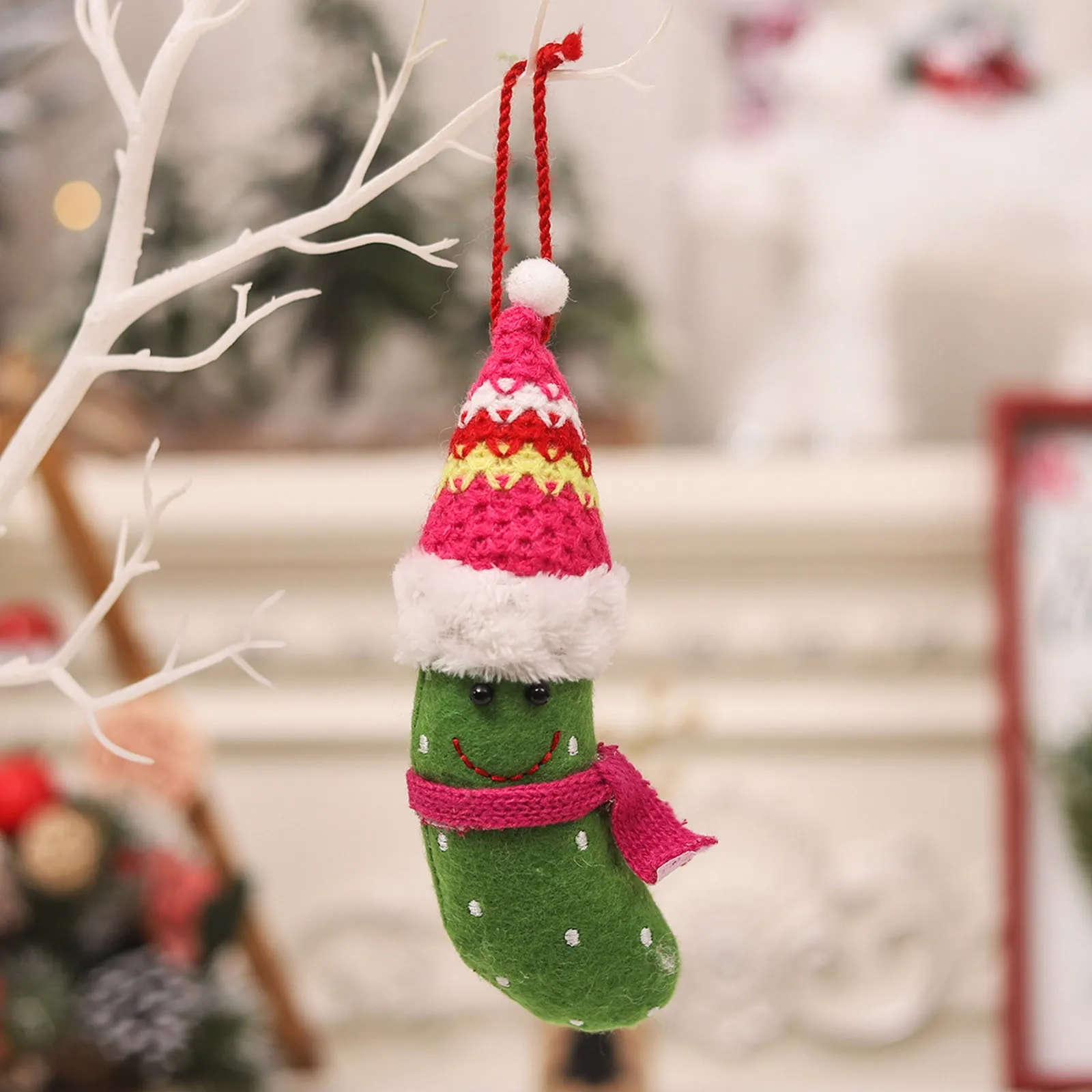 1PC Green Banana Pendant Christmas Creative Doll With Hat Hanging Decoration Ornaments Christmas Tree Xmas Party Supplies Toy