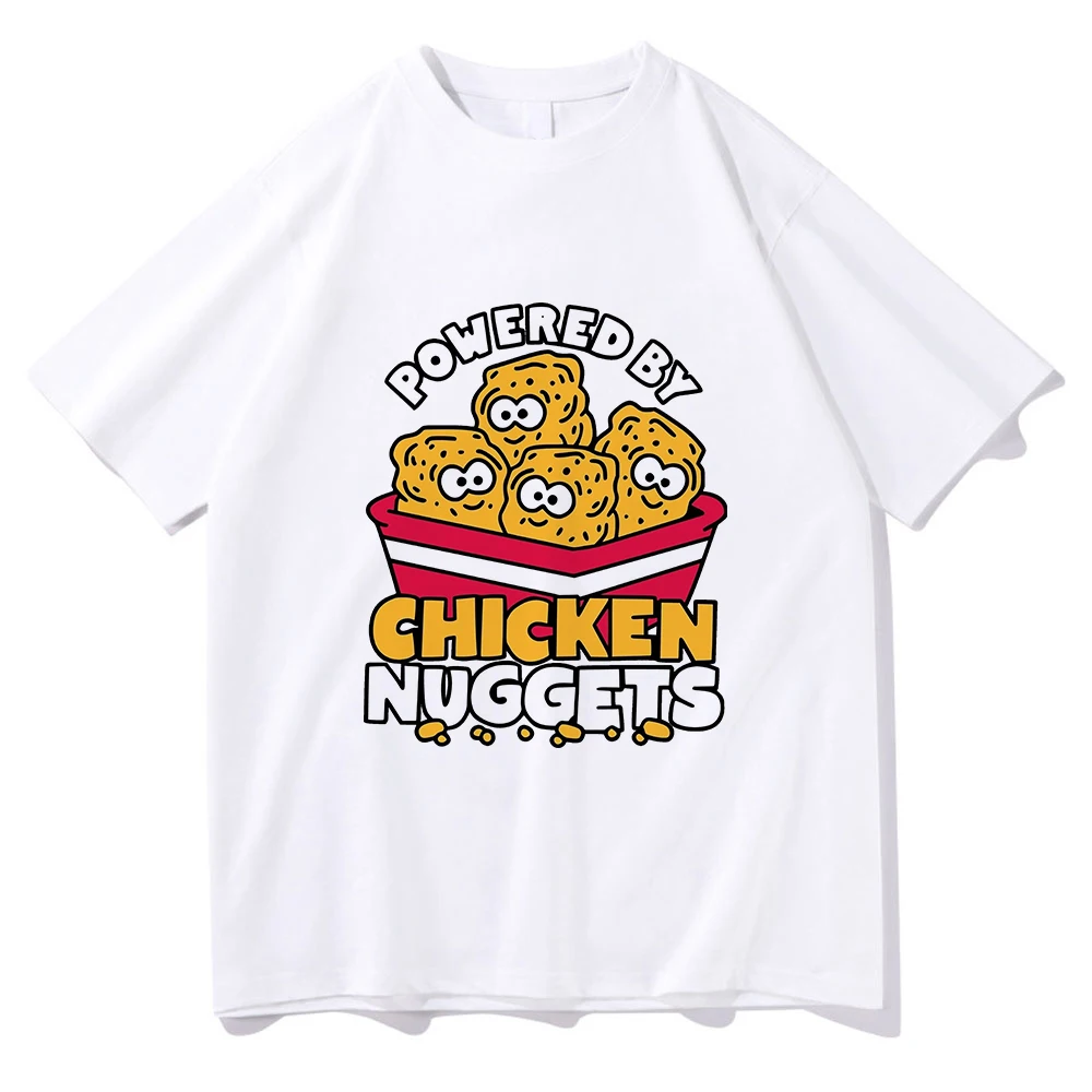 Powered By Chicken Nuggets T Shirt Fashion Men/Women Harajuku Retro Funny T-Shirt High Quality Vintage Casual  Tees Shirts
