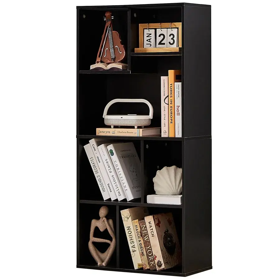 

Высокий книжный шкаф 42 дюйма, 4-ярусный современный шкаф для хранения с полками разной высоты для стандартных учебников, напольный стеллаж