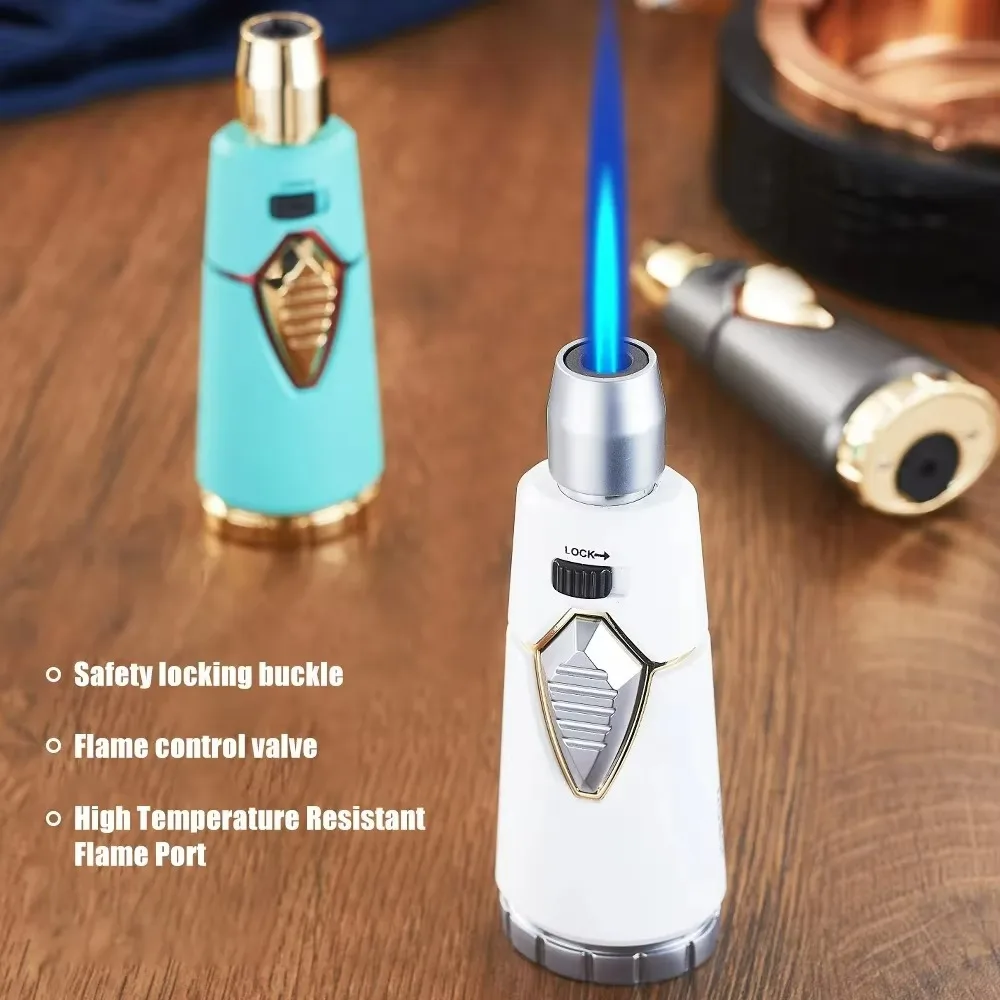 

Jobon Blue Flame Gun Lighter with Safety Lock Continuous Ignition Metal Body Refillable Butane for Outdoor Camping