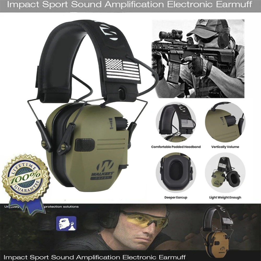 Electronic Headphones for Shooting Anti-noise Hearing Protection Protector Hunting Noise Reduction Earmuffs NRR23db