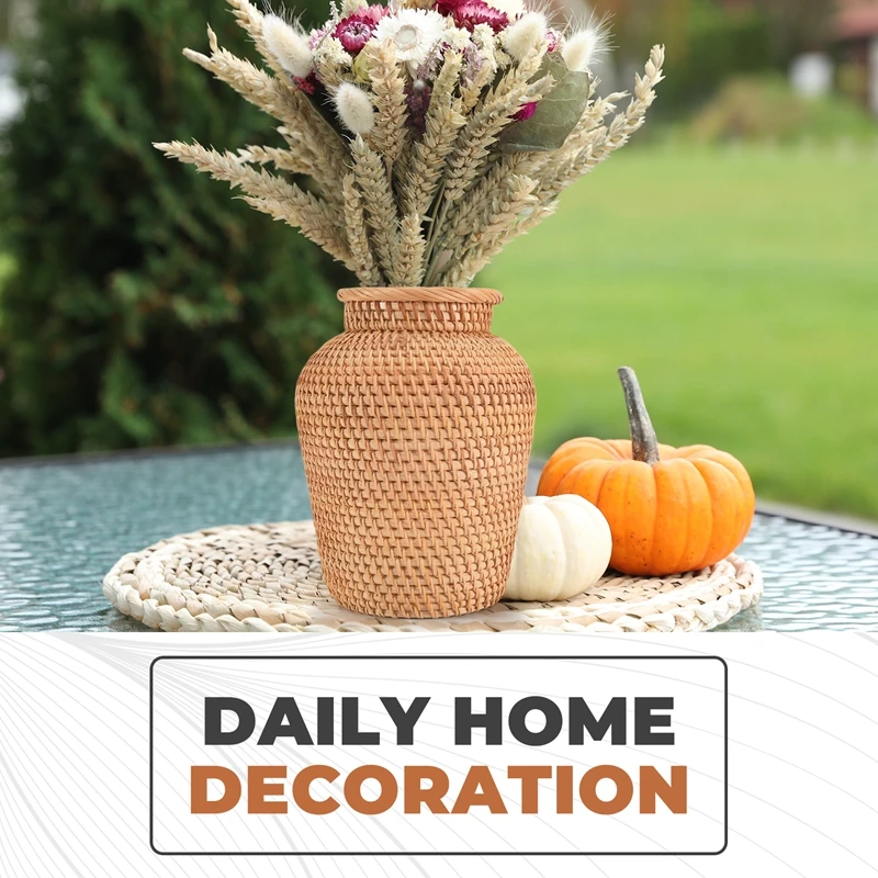ABPP-Vas Anyaman Rotan Vas Seni Mode Dekorasi Meja Pot Bunga Tanaman Pot Bunga Aneh untuk Dekorasi Rumah