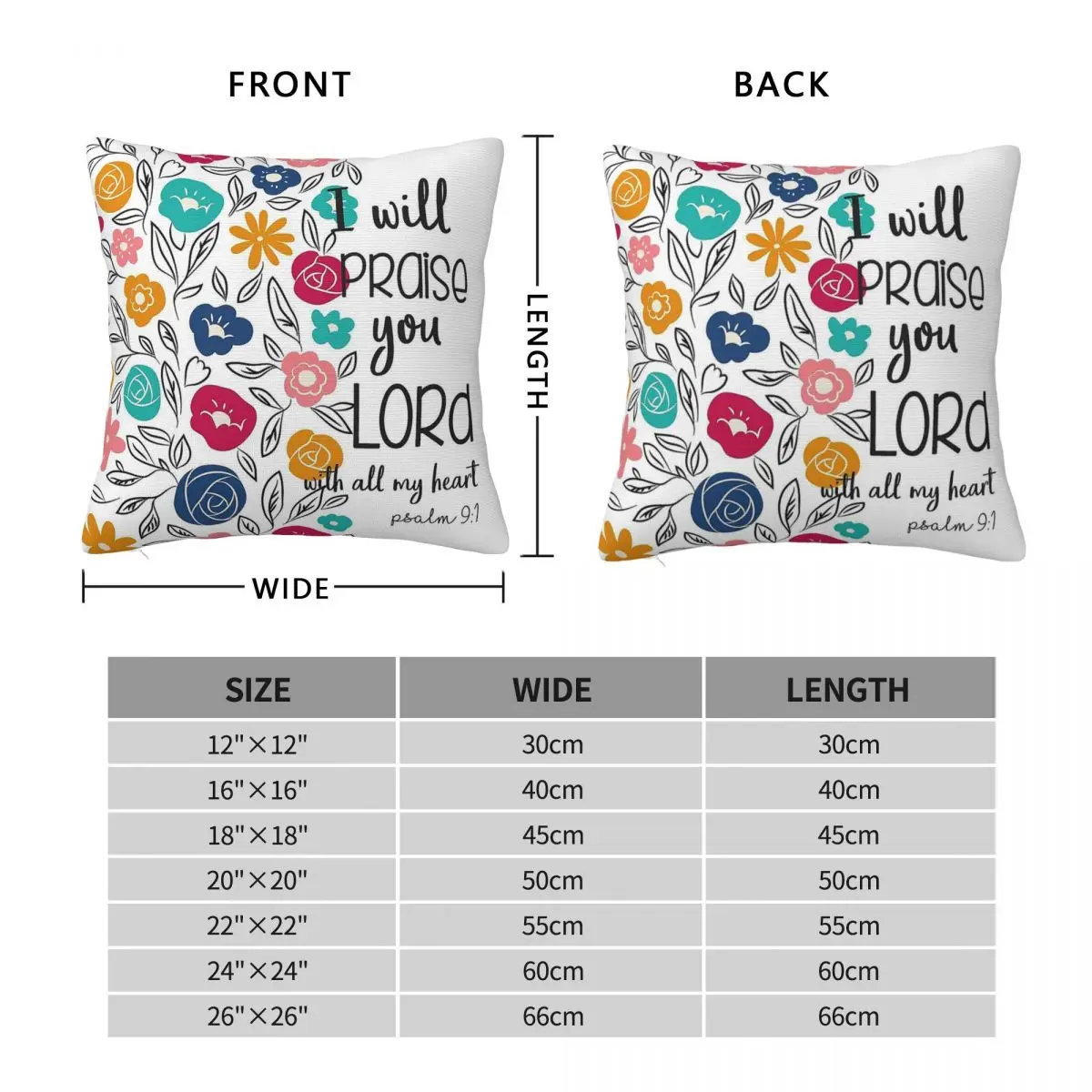 I Will Praise You Lord Pillowcase Polyester Linen Velvet Pattern Zip Decorative Throw Pillow Case Sofa Cushion Cover