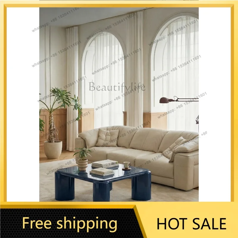 YJ Mid‑Century Designer‑Style Square Coffee Table Modern Minimalist Art Decor Low Table For Home Living Room