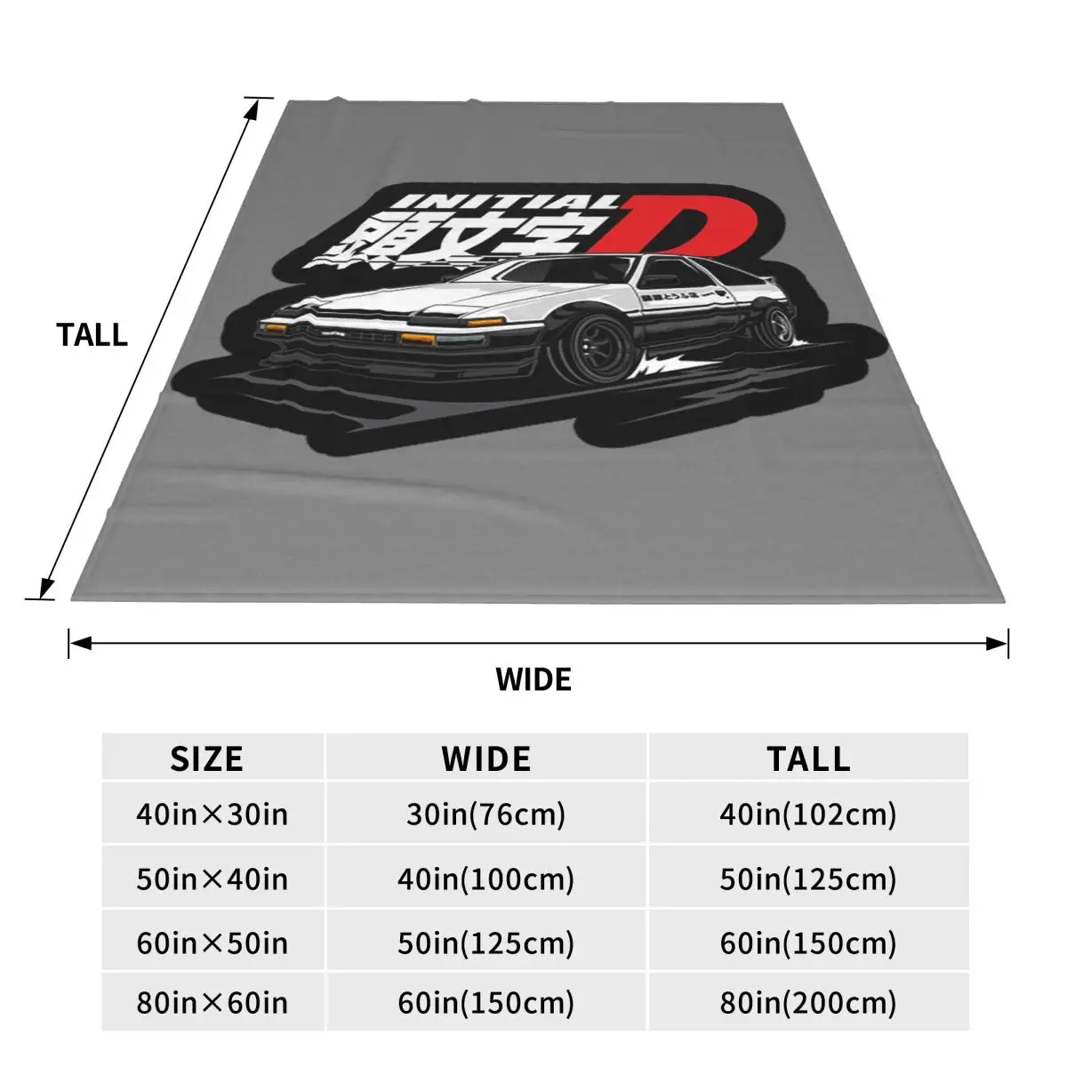 Anime Drift AE86 Initial D Blanket Flannel Sofa Throw Blanket Portable for Home Bedroom Travel Throws Bedspread Quilt